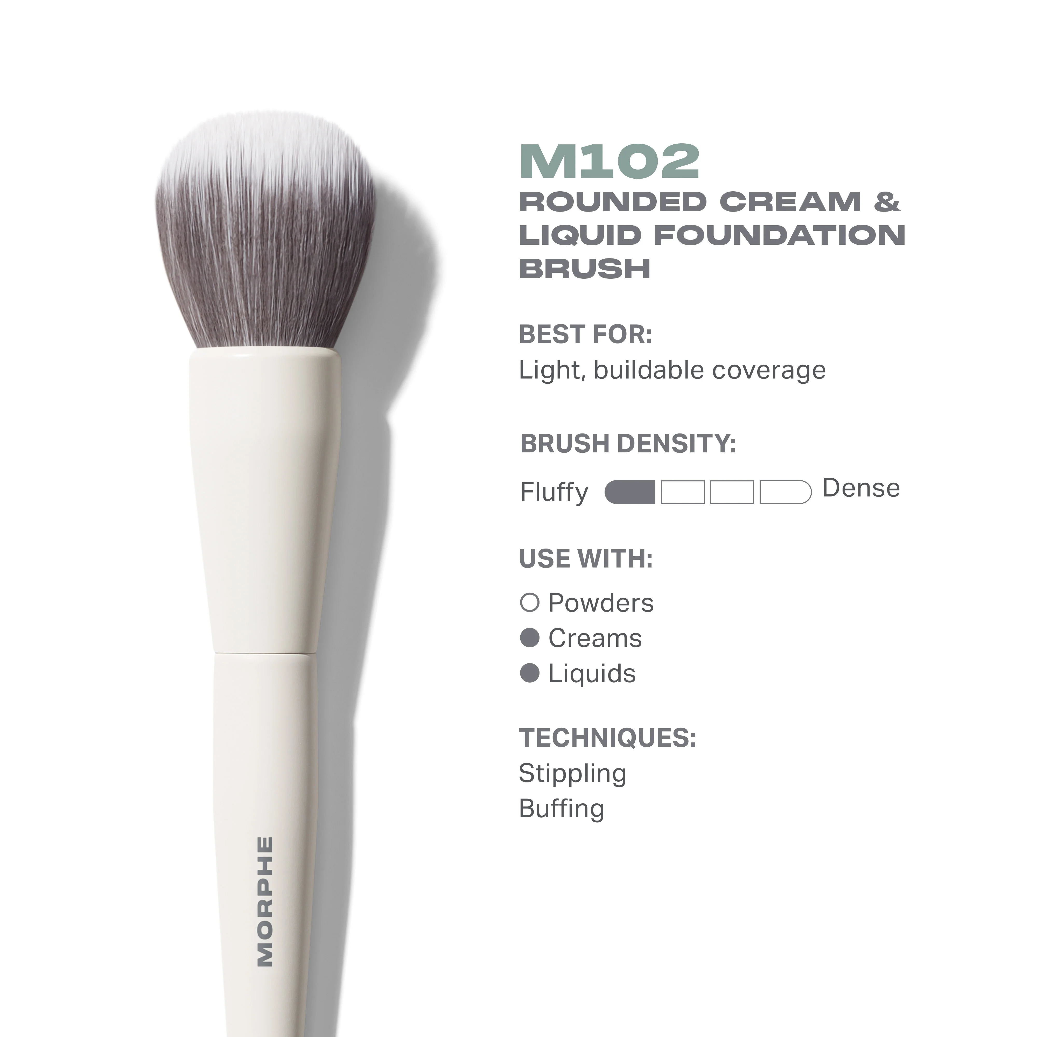 M102 Rounded Cream & Liquid Foundation Brush - Image 2